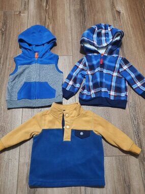 Carter's Baby Boy Jackets 6M - Hooded, Fleece, Button, Sleeves, Sleeveless